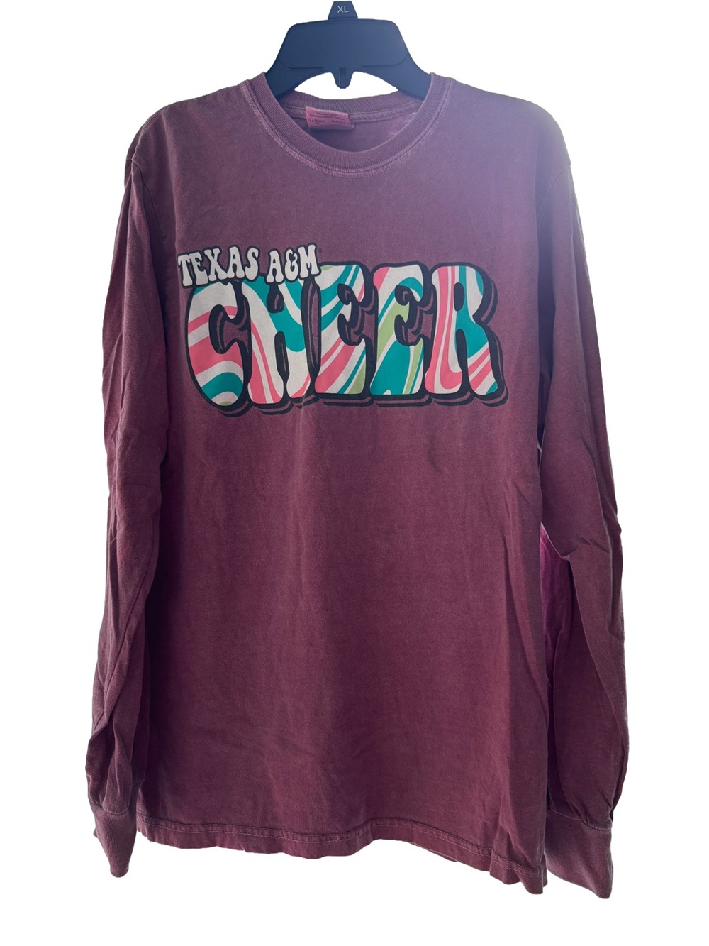 Texas A&M University Cheer Comfort Colors Long-Sleeve Tee Shirt, Small